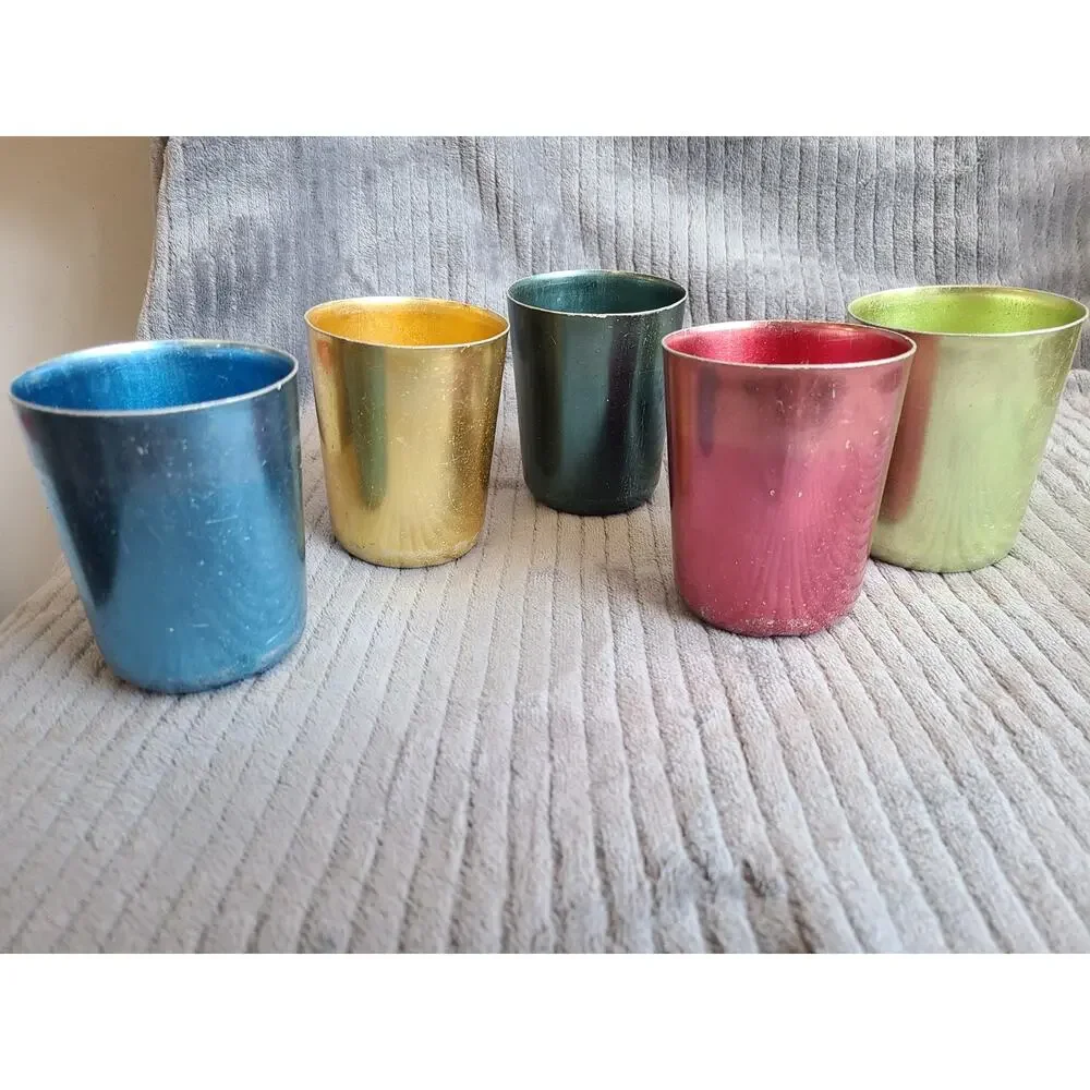 Lot of 9 vintage MCM colorful retro Bascal aluminum metal 3.5